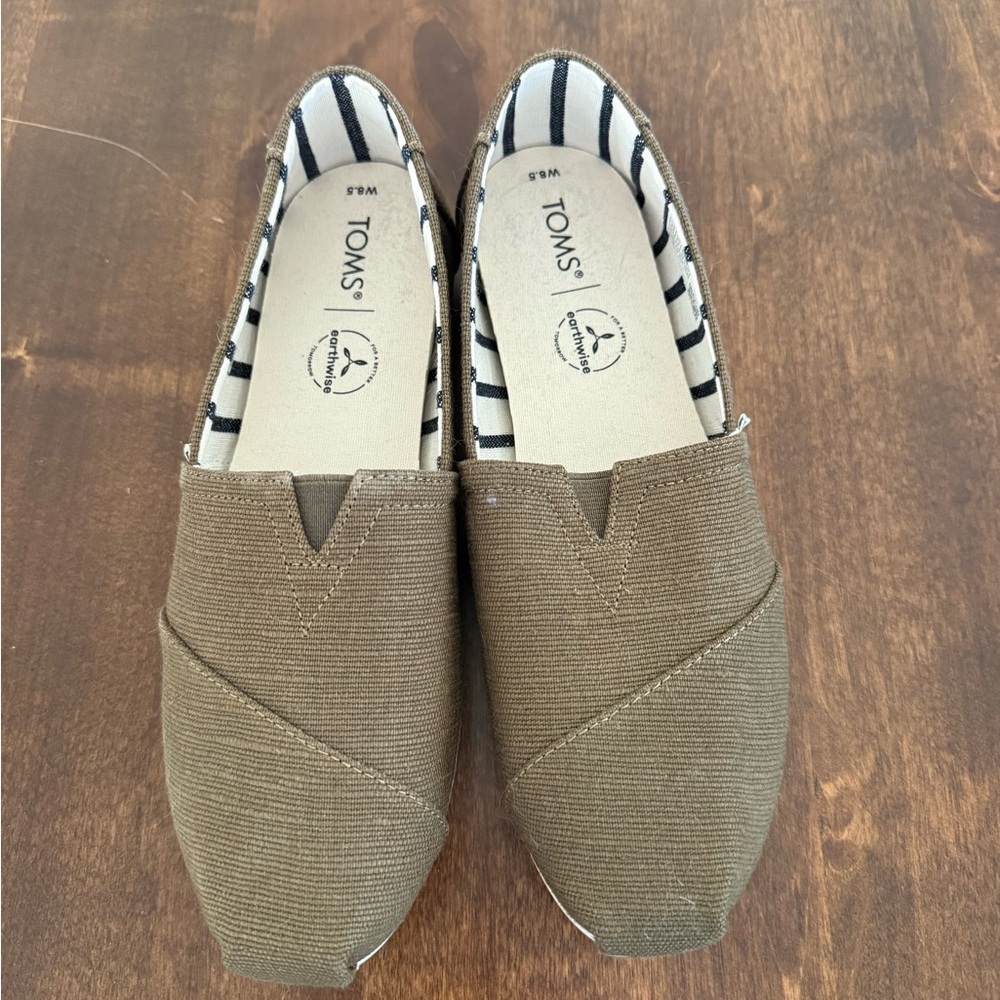 TOMS Brown Canvas Slip-On Shoes